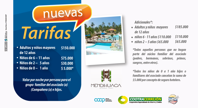 Nuevas tarifas Mendihuaca Caribbean Resort